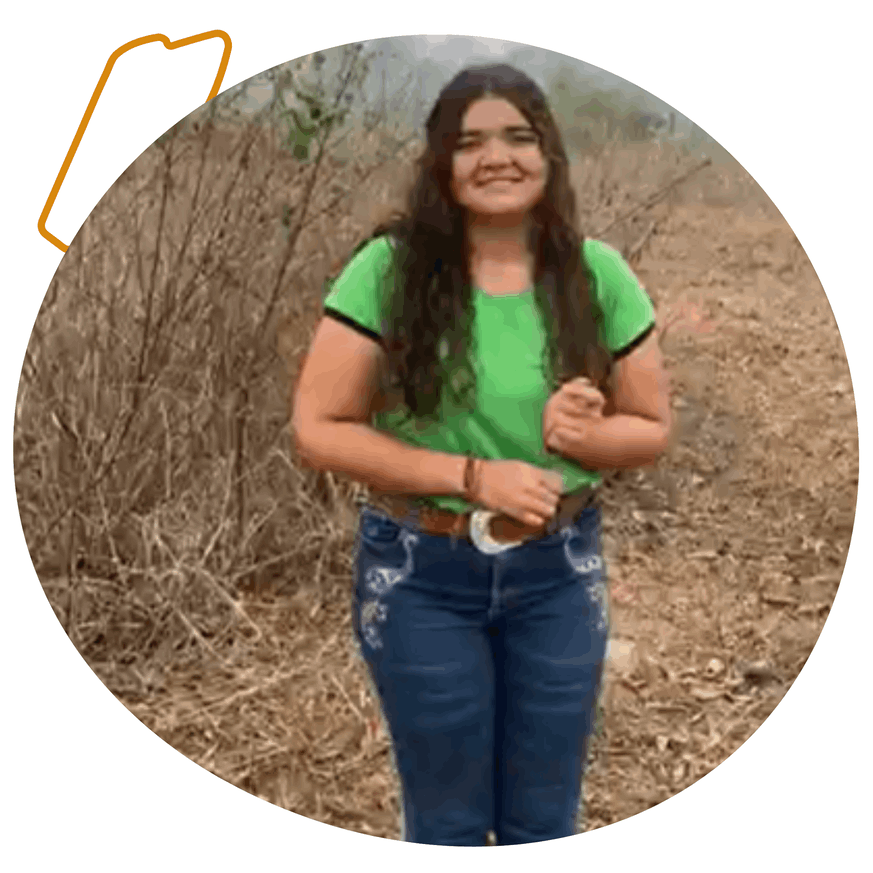 Kauane, uma das aunas no local de visitação ao geoglifo.